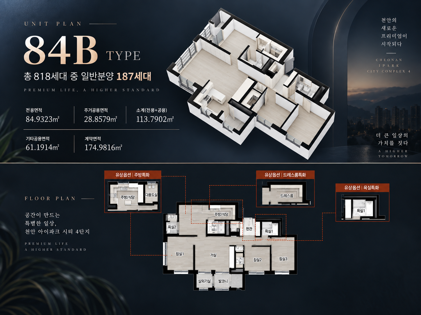 천안 아이파크 시티 4단지 84B 타입 평면도